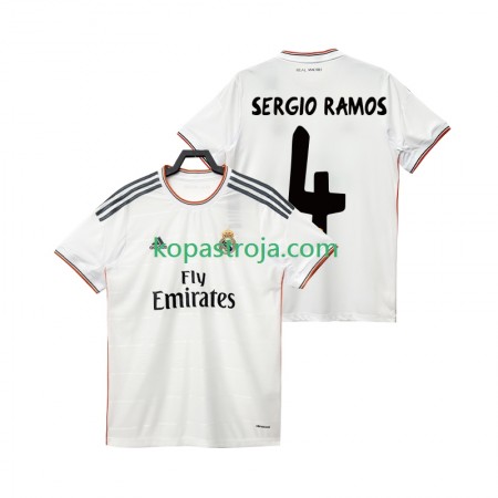 Billiga Fotbollströjor Real Madrid SERGIO RAMOS 4 2013 2014 Retro Hemma tröja Kortärmad